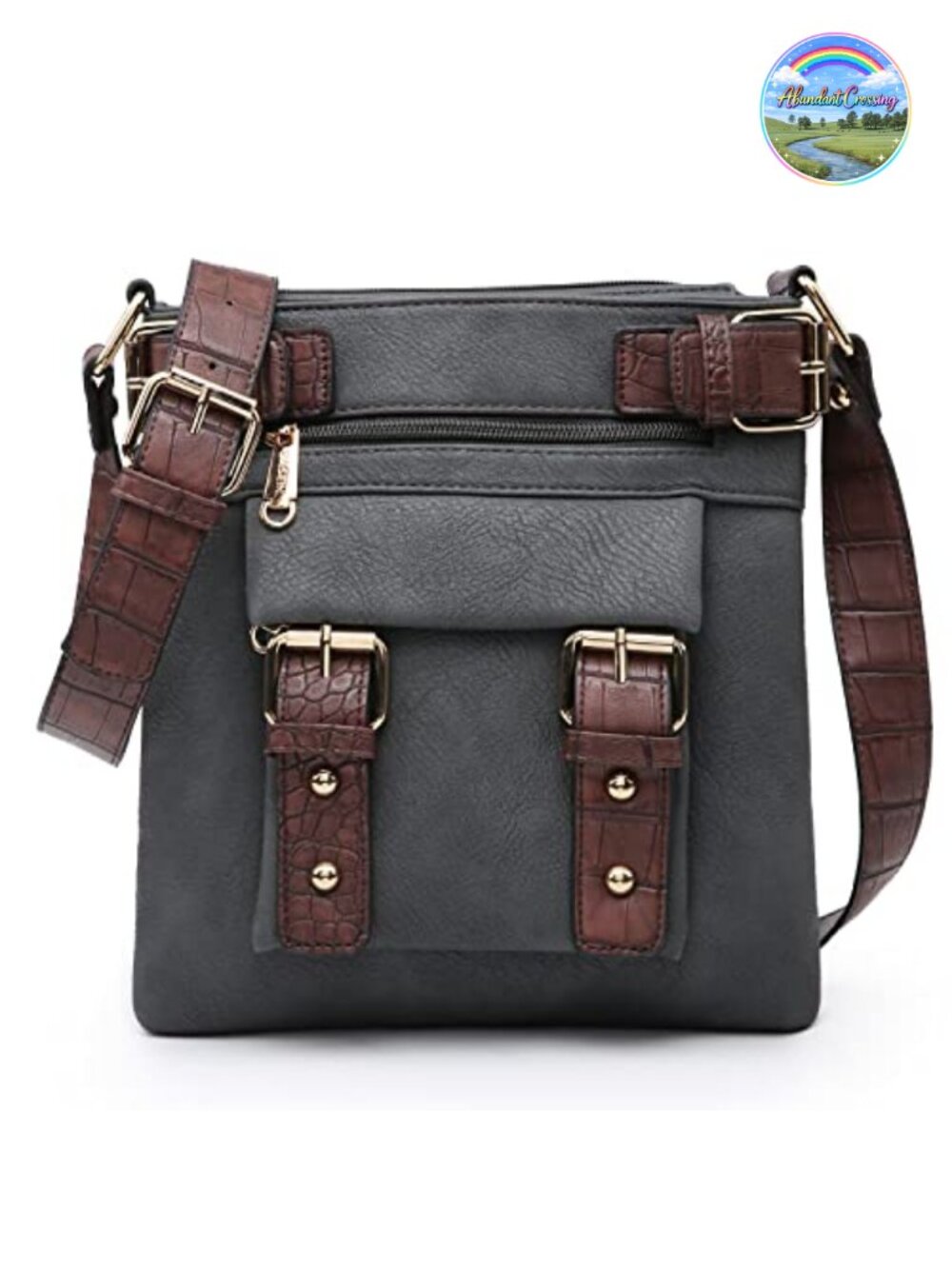 Lightweight Vegan Leather Crossbody Bag Messenger Shoulder Travel Purse